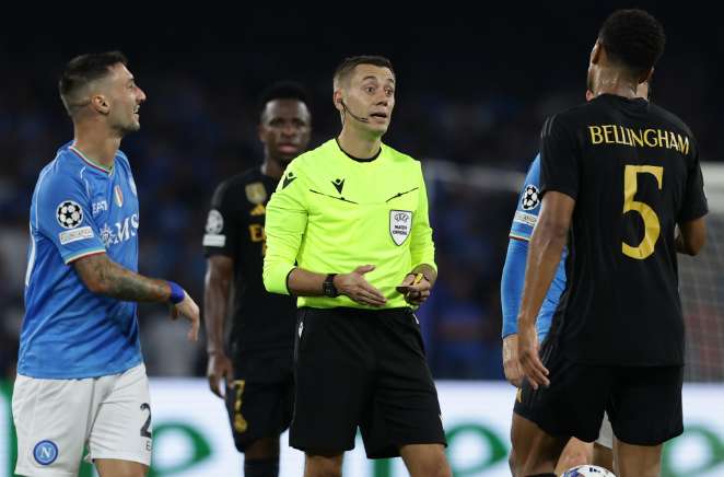 Tirpane's enforcement of Bayern vs. Real Madrid, with both teams undefeated under his watch