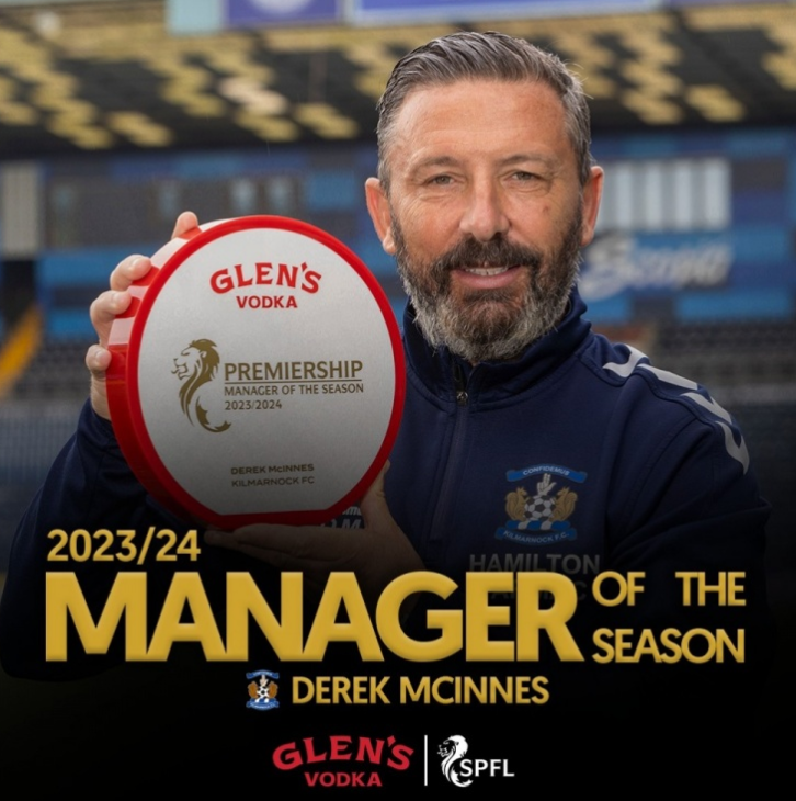 Kilmarnock boss McInnes voted Scottish Premier League Coach of the Season