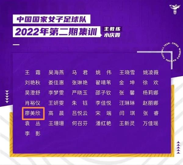 Liao Meixin shines as China's women's soccer training list is freshly released!