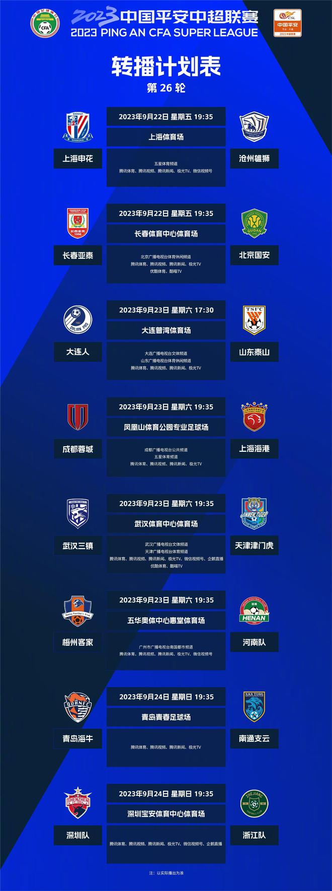 泰山挑战大连，亚泰欲逆风翻盘！中超焦点战，6场直播不容错过！