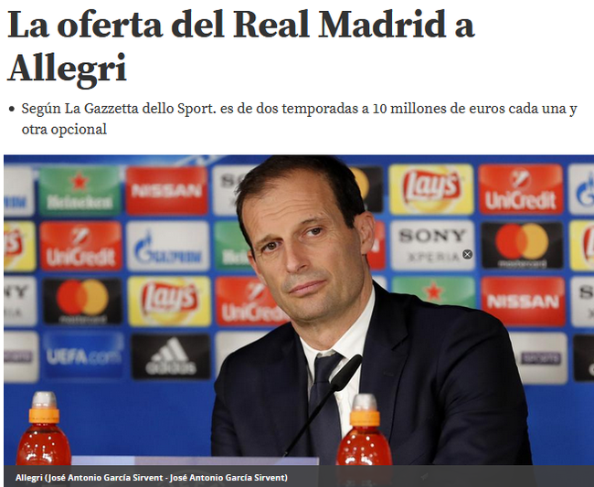 Real Madrid offer for Allegri comes with lure of $10m-a-year contract extension!