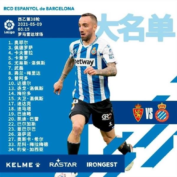 Wu Lei in action, De Tomas rested! Spaniard lineup revealed!