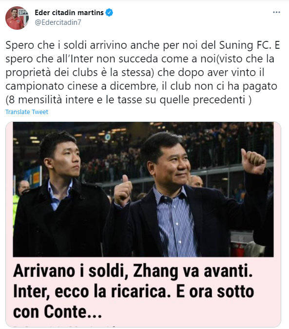 Suning's ex-foreigner blasts Europe's unpaid wages scandal: players' path to jobs blocked